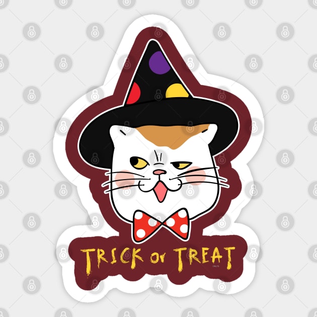 Trick or Treat Cat Face Funny Halloween costume T Shirt Sticker by creative